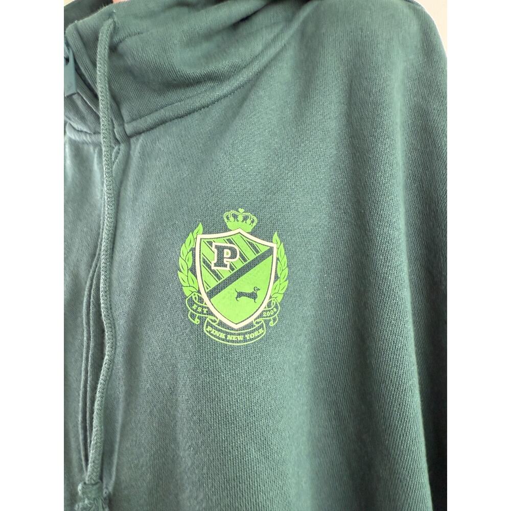 Victoria's Secret PINK Long Sleeve Full Zip Fleece Green Sweatshirt Size XXL - Picture 3 of 11